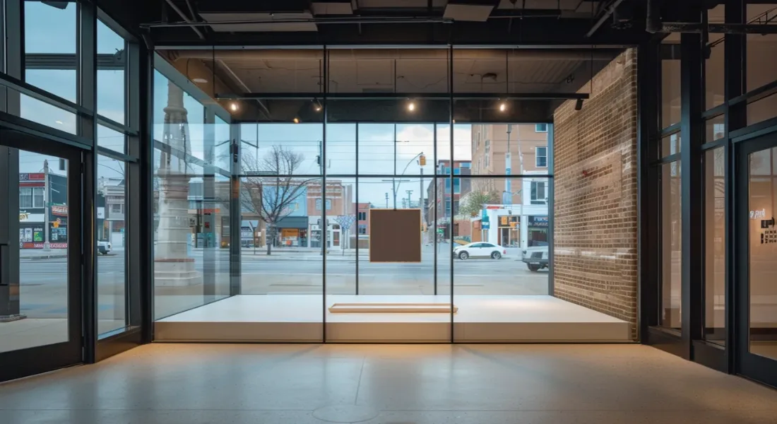 Commercial storefront glass installation