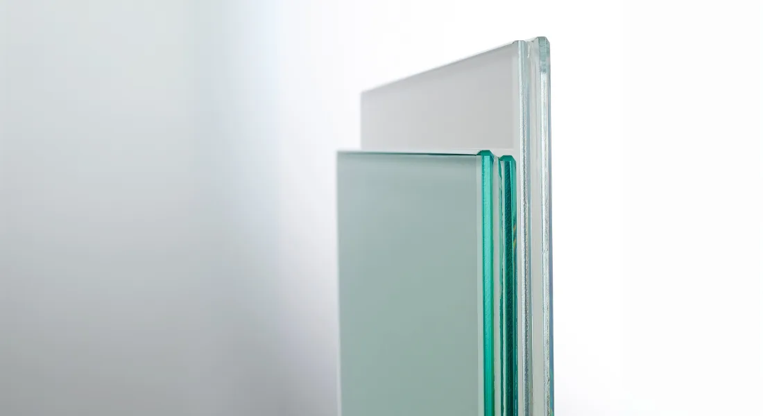 Frameless shower door showing glass thickness comparison