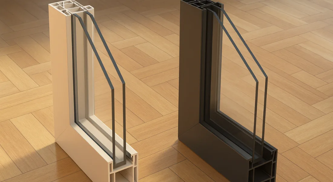 Double pane window cross-section showing two glass layers with spacer