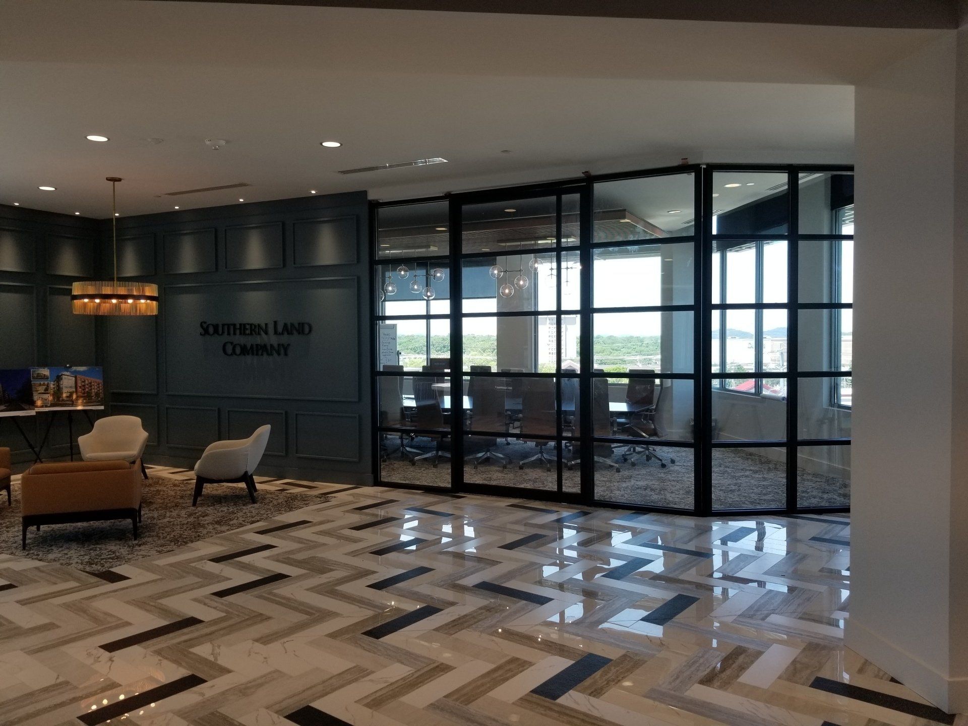 Framed glass office partitions