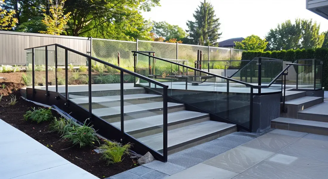 Glass stair railing installation